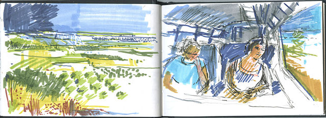 Sketch on train in Seawhite A6